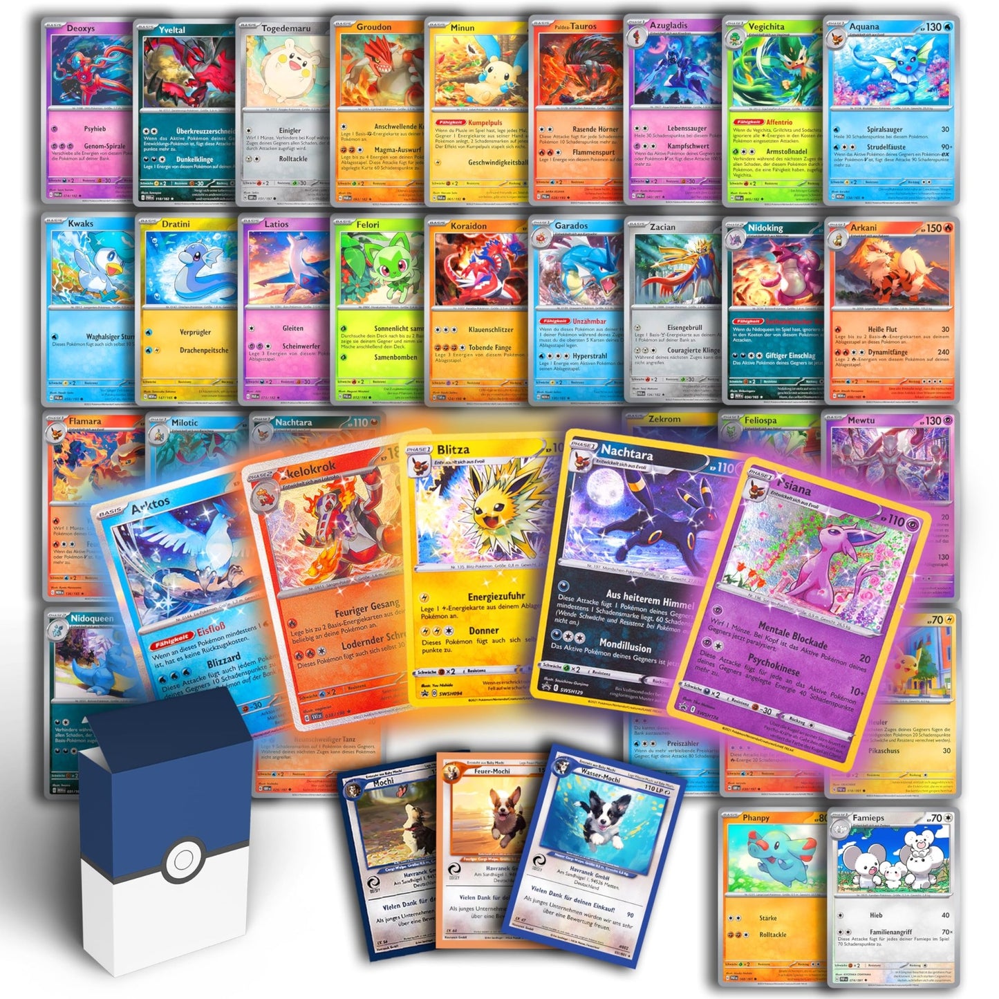 Odisey-Kartenset aus 50 Original Pokemon Karten deutsch | 5 Holo/Reverse Holo | Inklusive Mochi-Karte - Odisey Shop