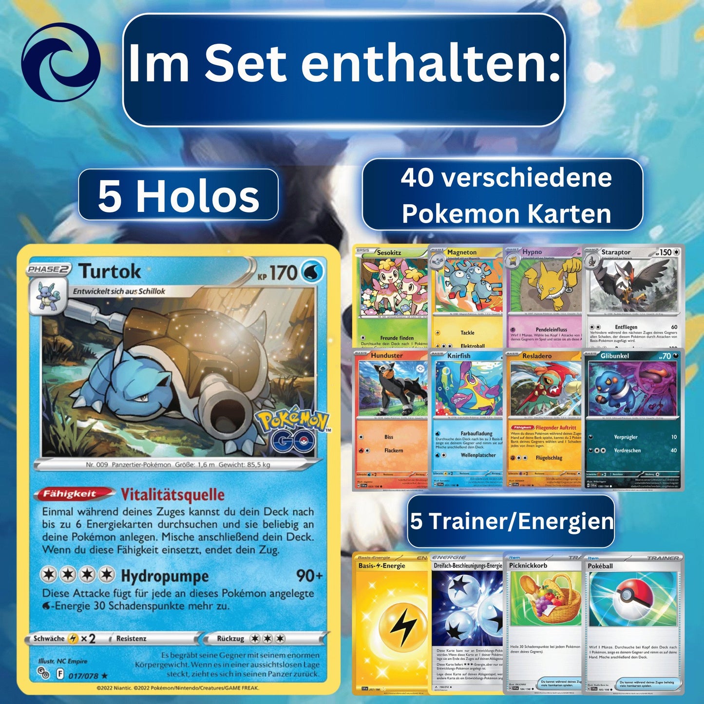 Odisey-Kartenset aus 50 Original Pokemon Karten deutsch | 5 Holo/Reverse Holo | Inklusive Mochi-Karte - Odisey Shop