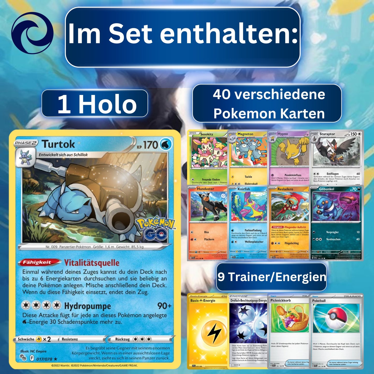 Odisey-Kartenset aus 50 Pokemon Karten Original deutsch | 1 Holo/Reverse Holo Pokemon Karte | Pokemon Karten deutsch original | 50 Original Pokemon Karten | Inklusive Mochi Karte - Odisey Shop