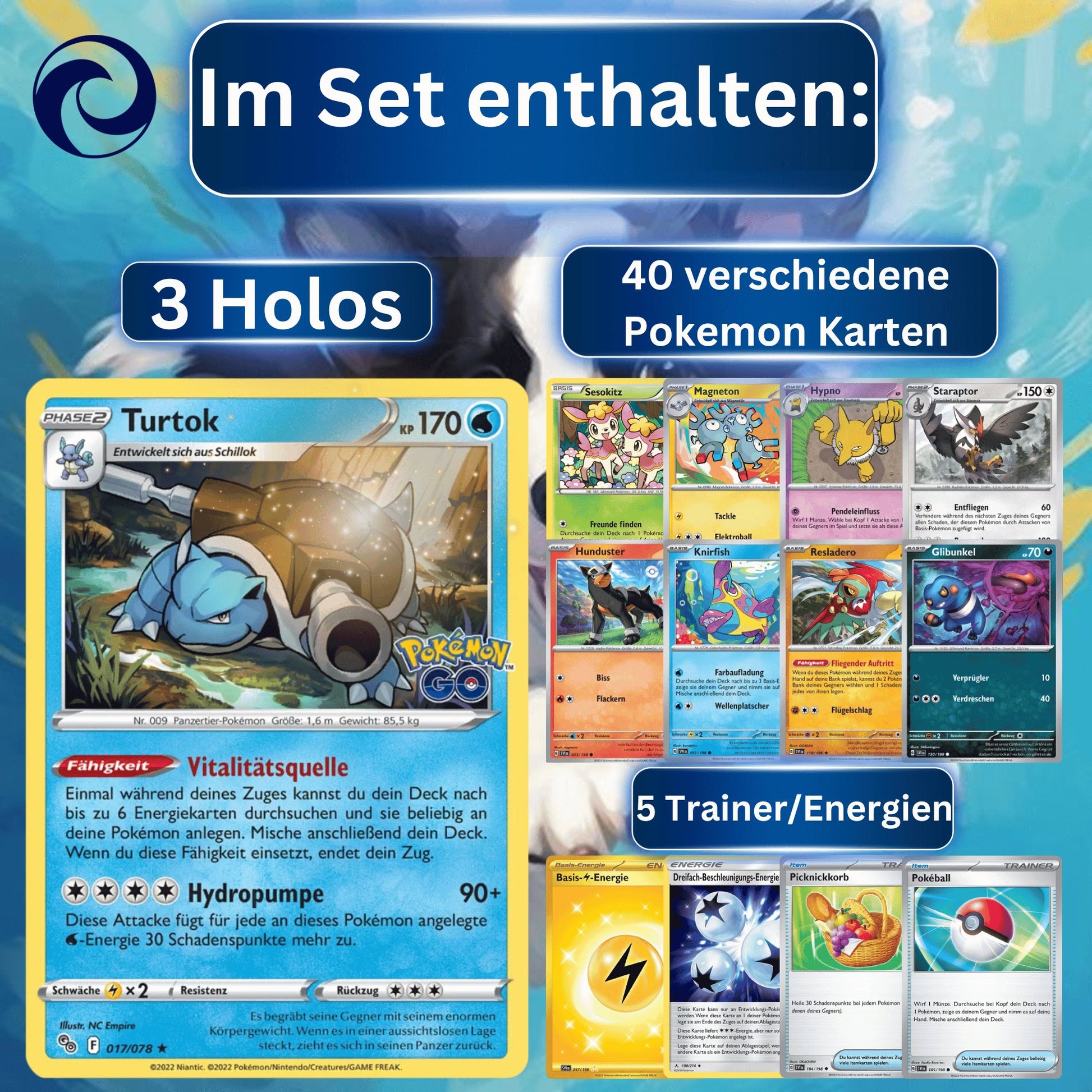 Odisey-Kartenset aus 50 Original Pokemon Karten deutsch | 3 Holo/Reverse Holo | Inklusive Mochi-Karte - Odisey Shop